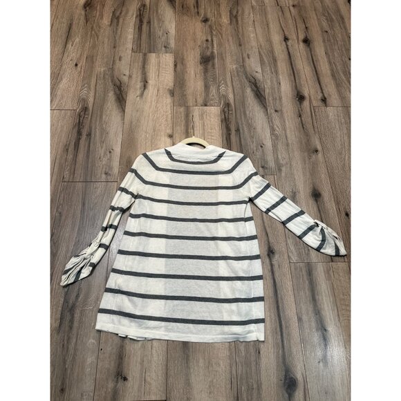 Express Womens Striped Open Cardigan XS 100% Cotton Gray/White - Picture 7 of 7